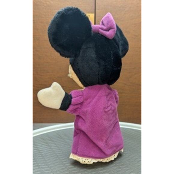 Vintage Minnie Mouse Hand Puppet Walt Disney Productions Purple Bow Dress Lace - Picture 11 of 13